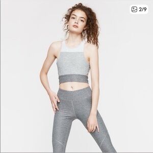 Outdoor Voices Slashback Tri Tone Crop Top Dove Ash‎ Graphite Gray XS